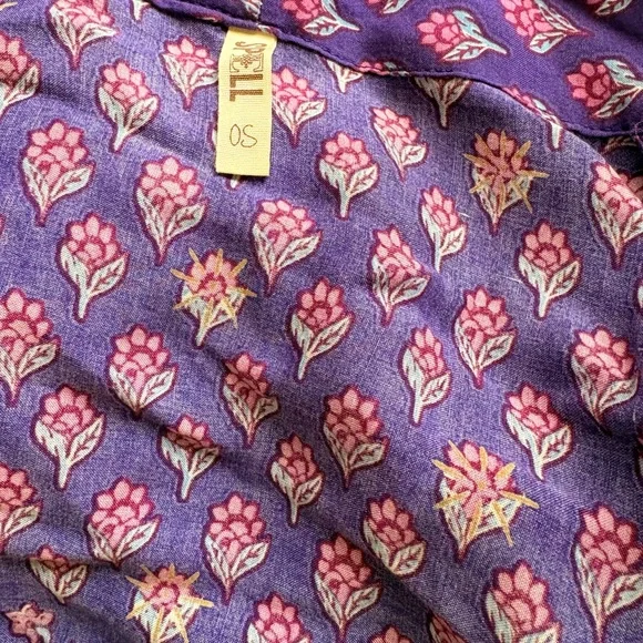 Spell Purple Floral Maxi Kimono with Pink & Light Blue Accents EC - Picture 8 of 8